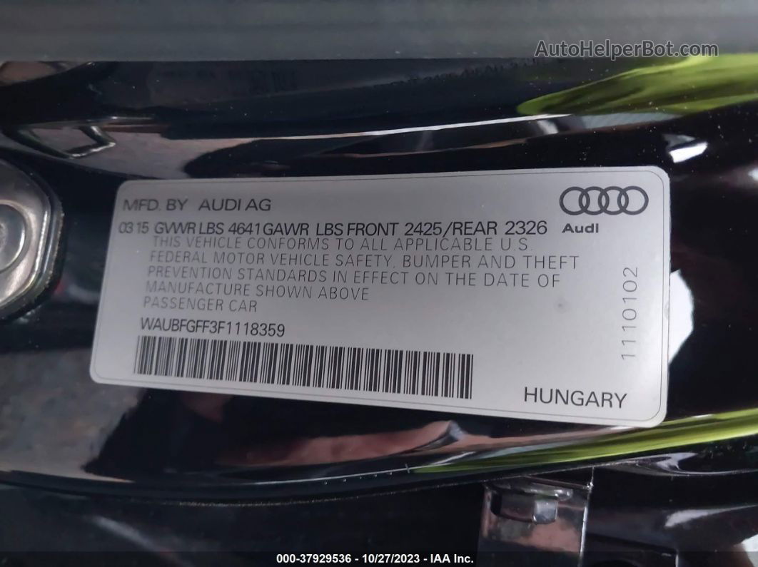 2015 Audi S3 2.0t Premium Plus Черный vin: WAUBFGFF3F1118359