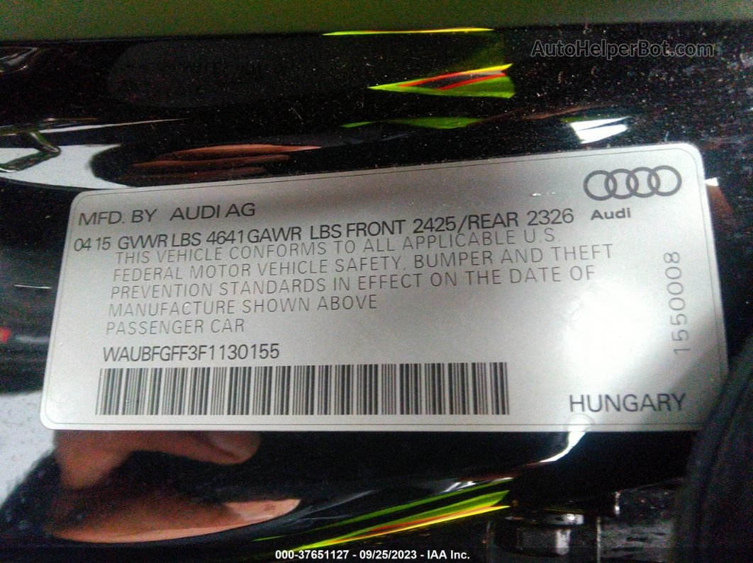 2015 Audi S3/a3 2.0t Premium Plus Black vin: WAUBFGFF3F1130155