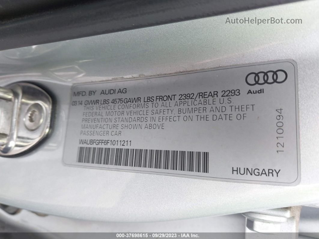 2015 Audi S3/a3 2.0t Premium Silver vin: WAUBFGFF6F1011211