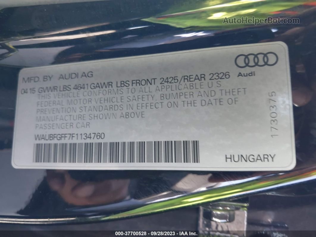 2015 Audi S3/a3 2.0t Premium Plus Black vin: WAUBFGFF7F1134760