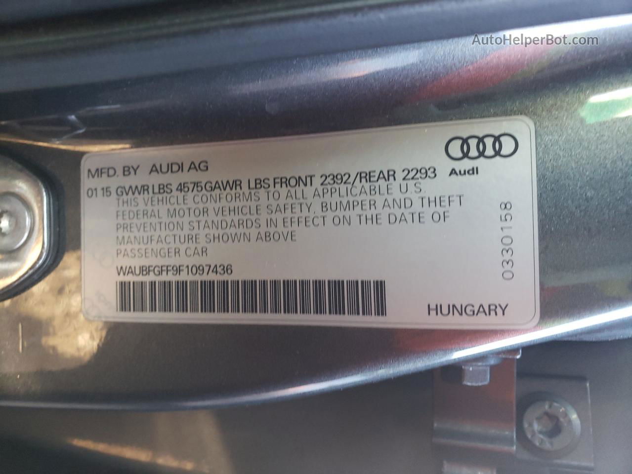 2015 Audi A3 Premium Gray vin: WAUBFGFF9F1097436