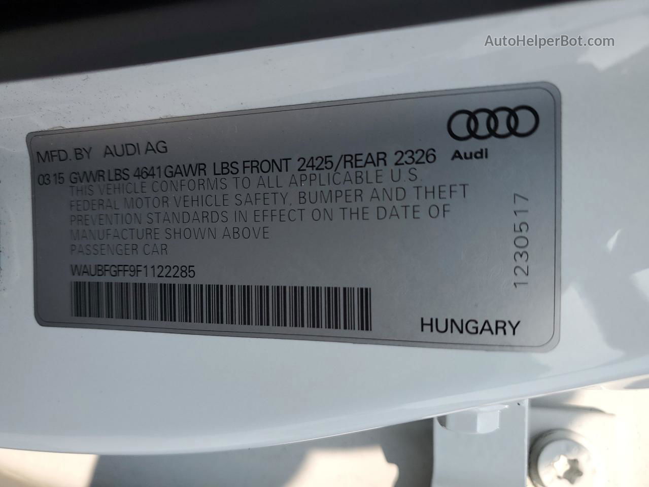 2015 Audi S3 Premium Plus Two Tone vin: WAUBFGFF9F1122285
