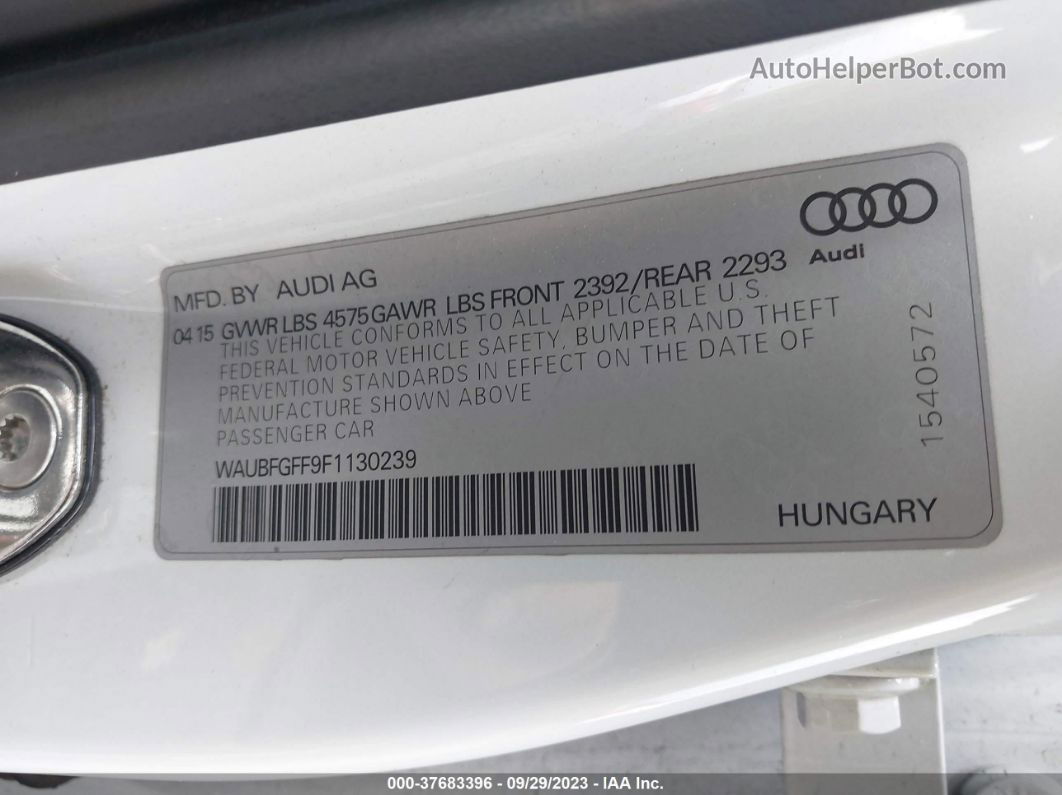 2015 Audi S3/a3 2.0t Premium White vin: WAUBFGFF9F1130239