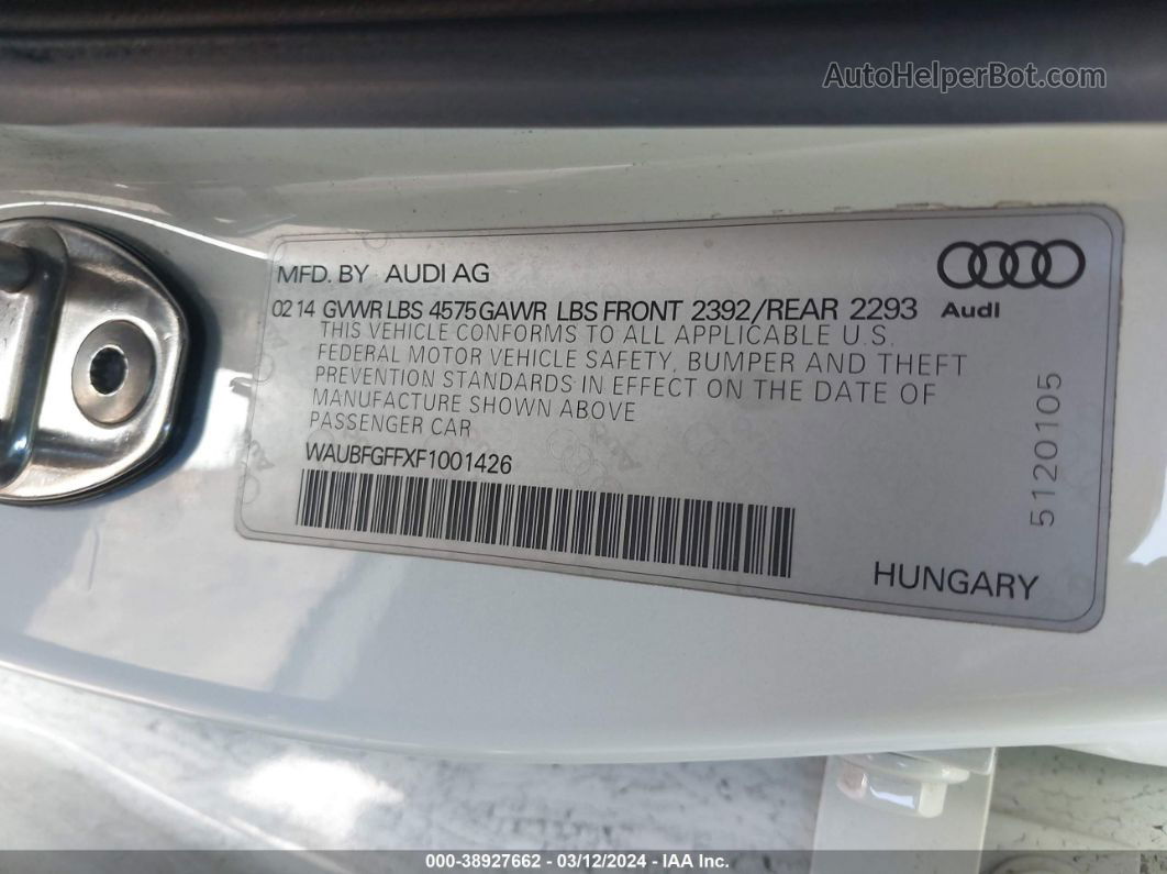 2015 Audi A3 2.0t Premium White vin: WAUBFGFFXF1001426