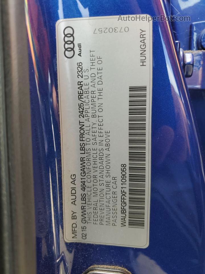 2015 Audi S3 Premium Plus Синий vin: WAUBFGFFXF1109058