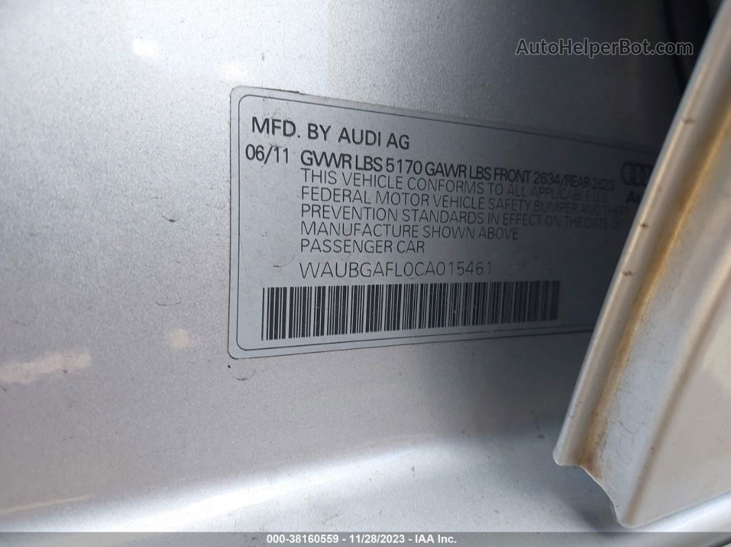 2012 Audi S4 3.0 Premium Plus Silver vin: WAUBGAFL0CA015461