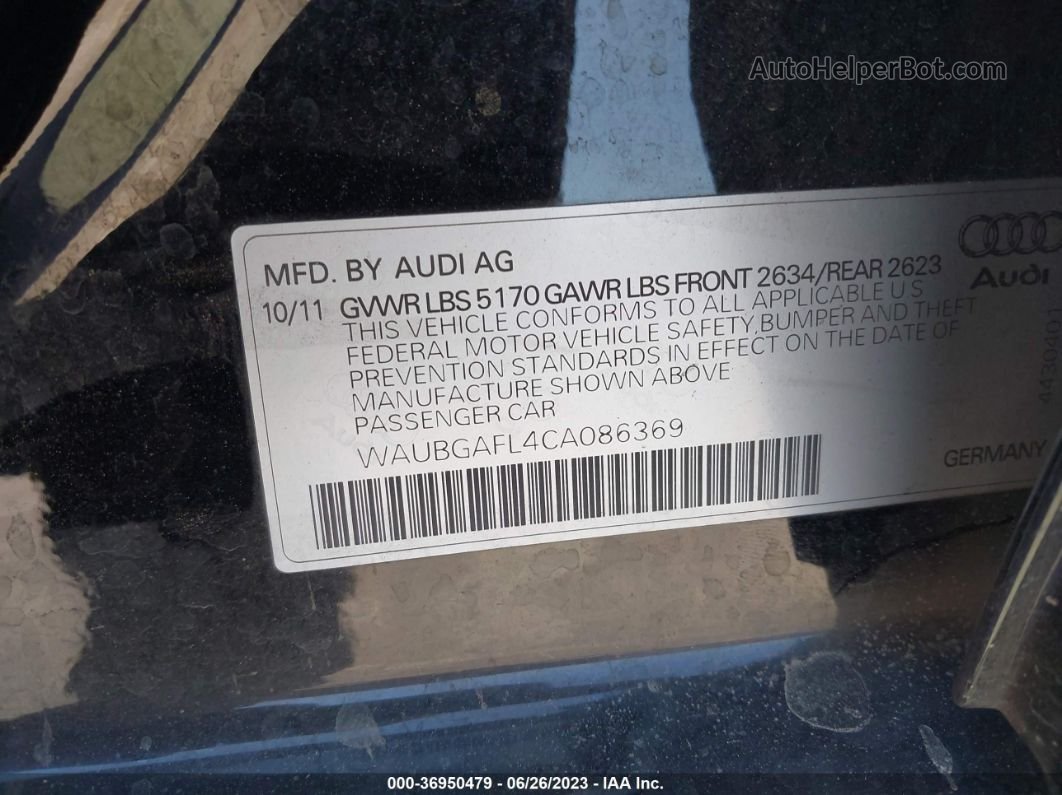 2012 Audi S4 Premium Plus Black vin: WAUBGAFL4CA086369