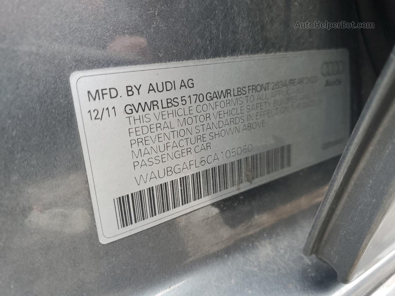 2012 Audi S4 Premium Plus Серый vin: WAUBGAFL5CA105060