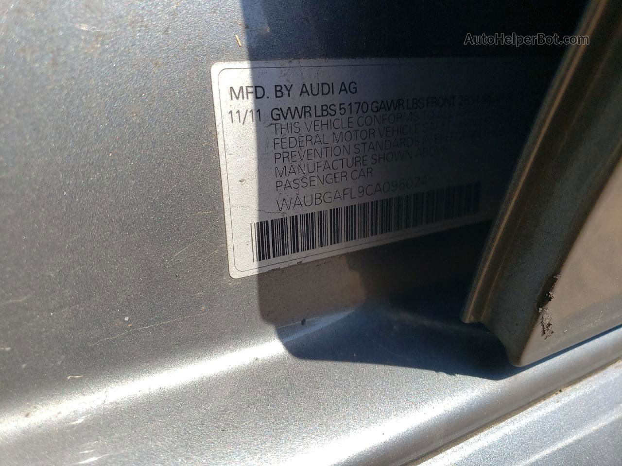 2012 Audi S4 Premium Plus Серый vin: WAUBGAFL9CA096024