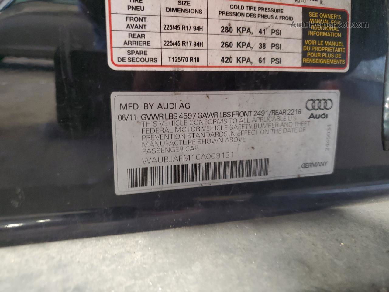 2012 Audi A3 Premium Black vin: WAUBJAFM1CA009131