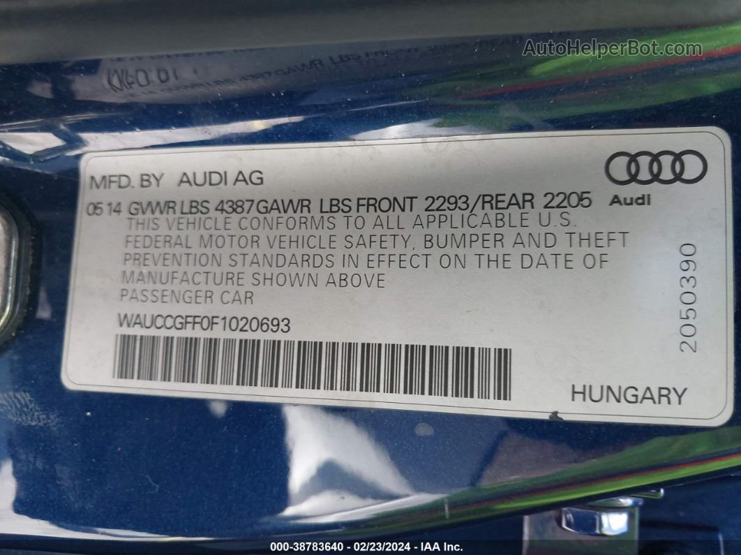 2015 Audi A3 1.8t Premium Blue vin: WAUCCGFF0F1020693