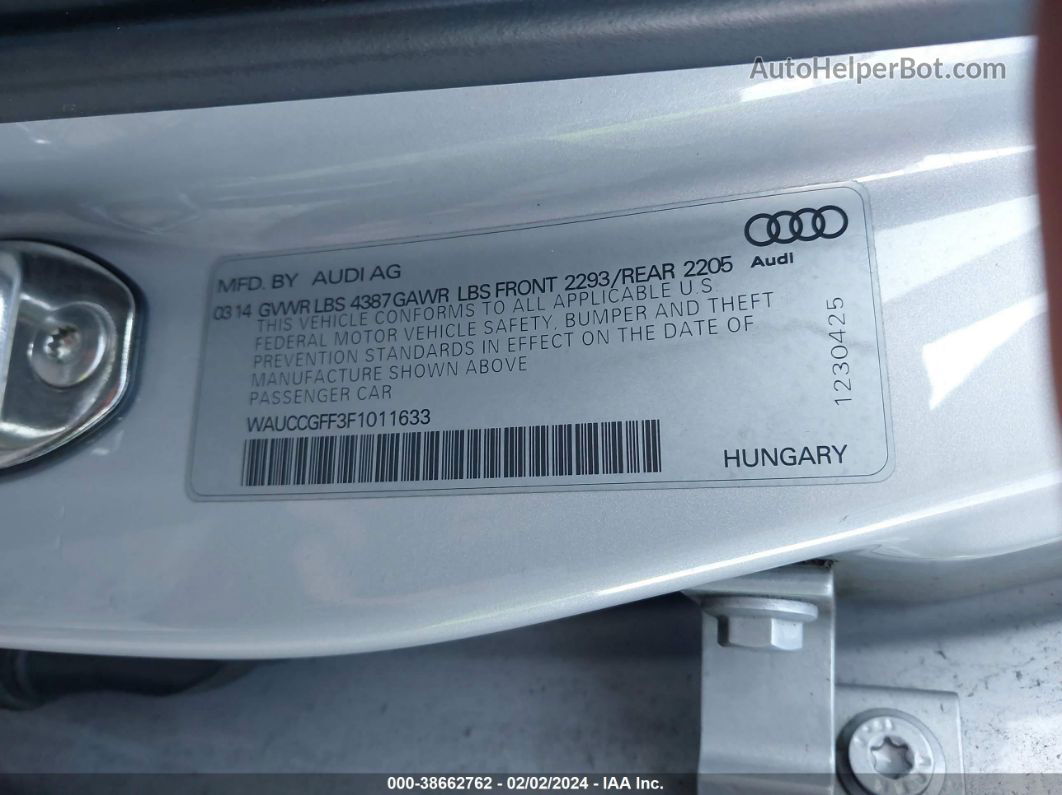 2015 Audi A3 1.8t Premium Silver vin: WAUCCGFF3F1011633