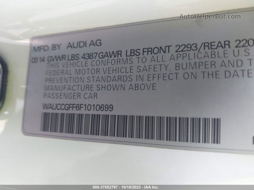 2015 Audi A3 1.8t Premium White vin: WAUCCGFF6F1010699