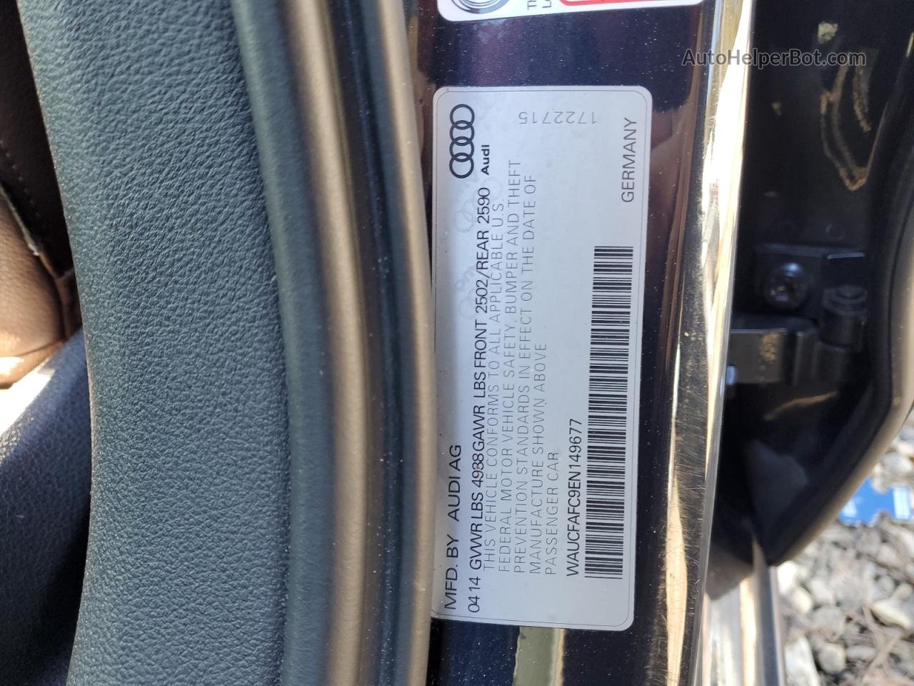 2014 Audi A6 Premium Charcoal vin: WAUCFAFC9EN149677