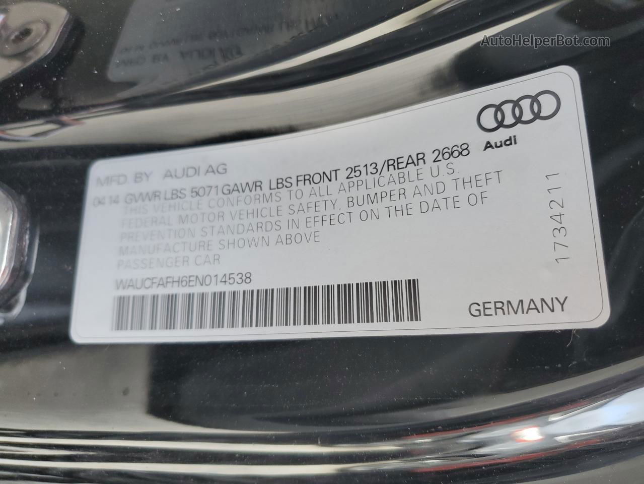 2014 Audi A5 Premium Black vin: WAUCFAFH6EN014538