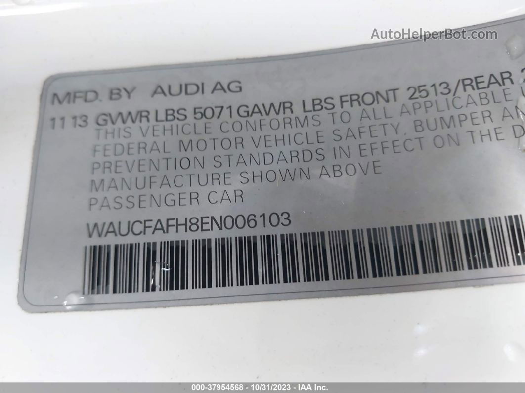 2014 Audi A5 2.0t Premium White vin: WAUCFAFH8EN006103