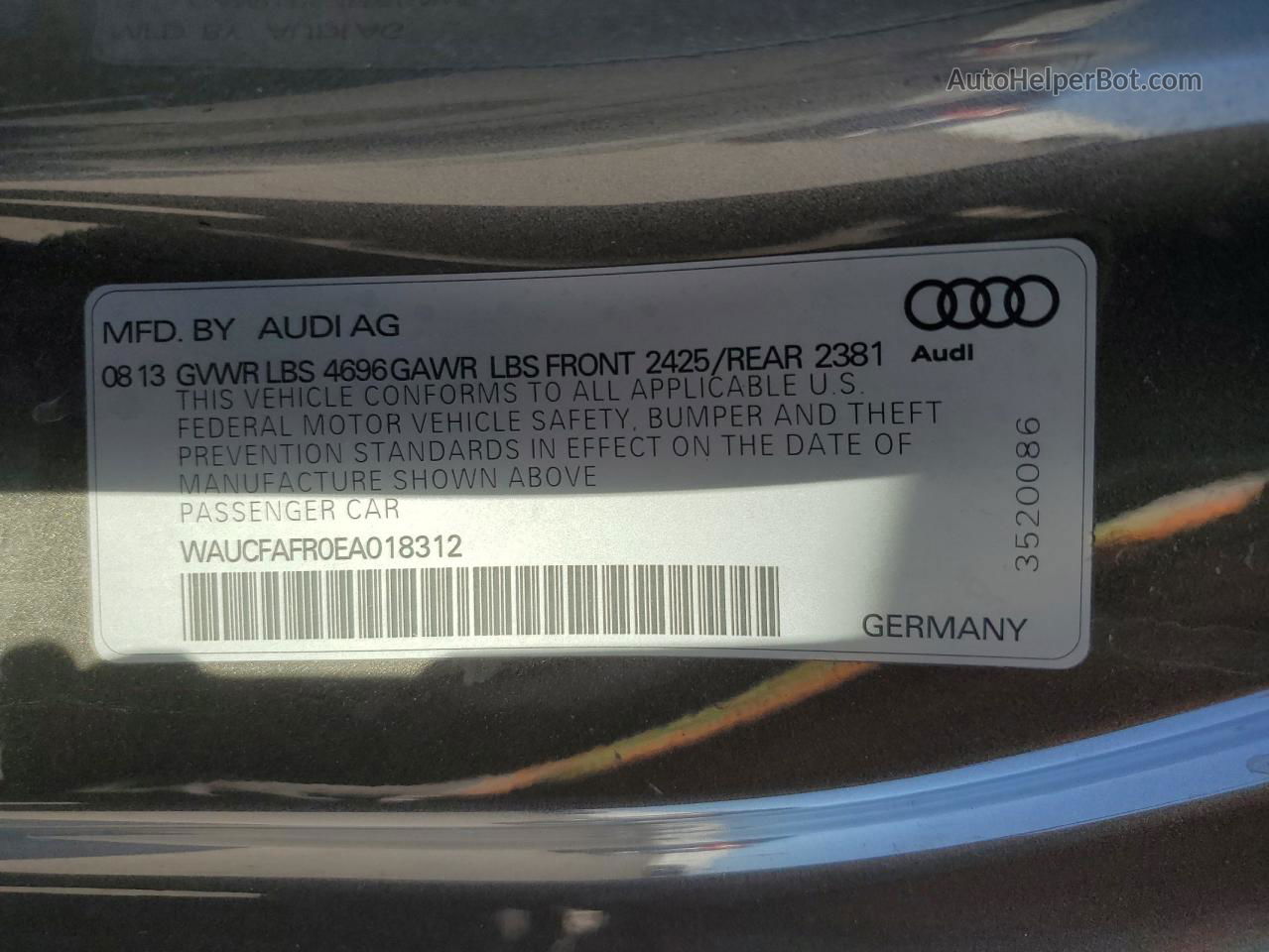 2014 Audi A5 Premium Серый vin: WAUCFAFR0EA018312
