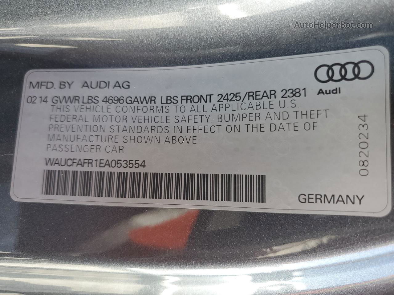 2014 Audi A5 Premium Серый vin: WAUCFAFR1EA053554