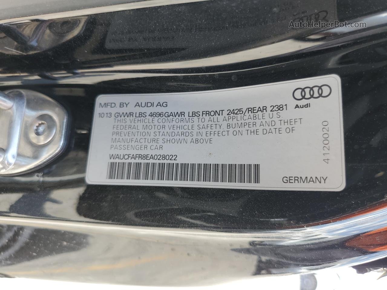 2014 Audi A5 Premium Black vin: WAUCFAFR8EA028022