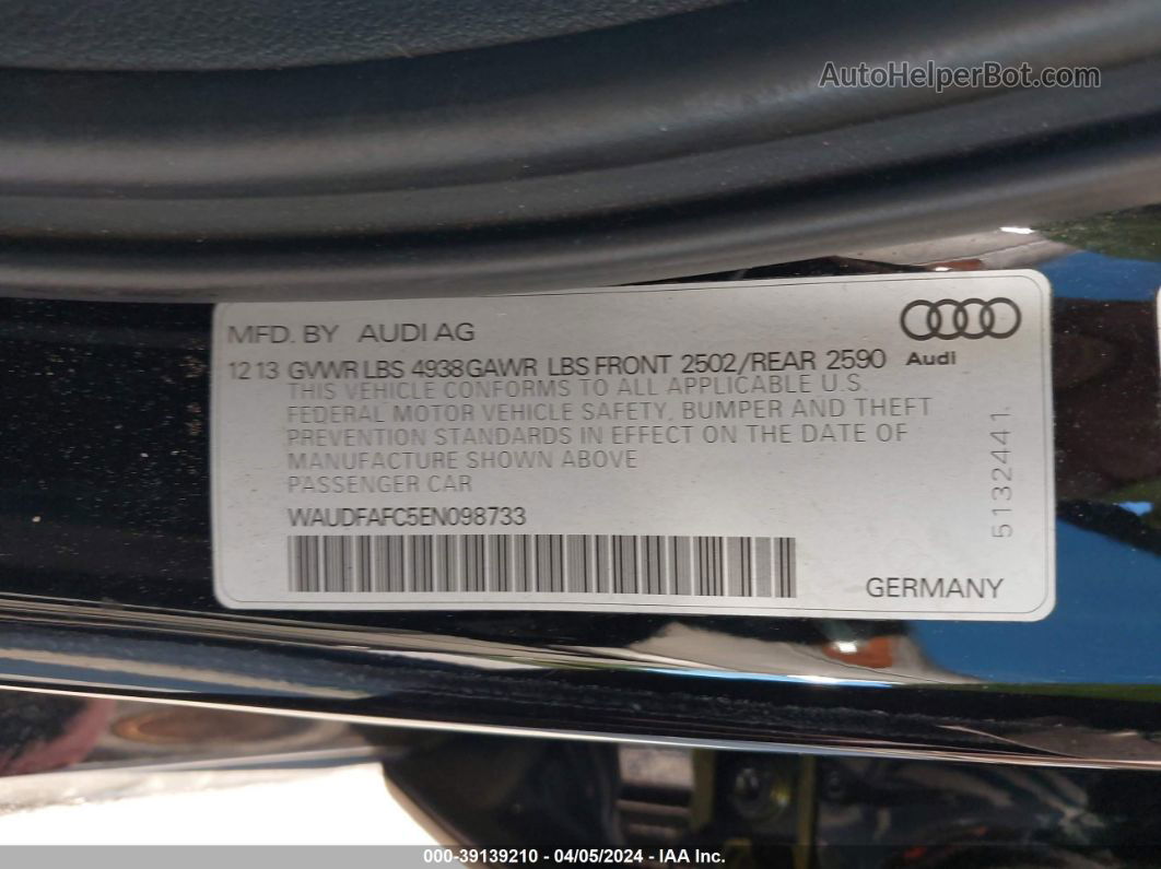 2014 Audi A6 2.0t Premium Black vin: WAUDFAFC5EN098733