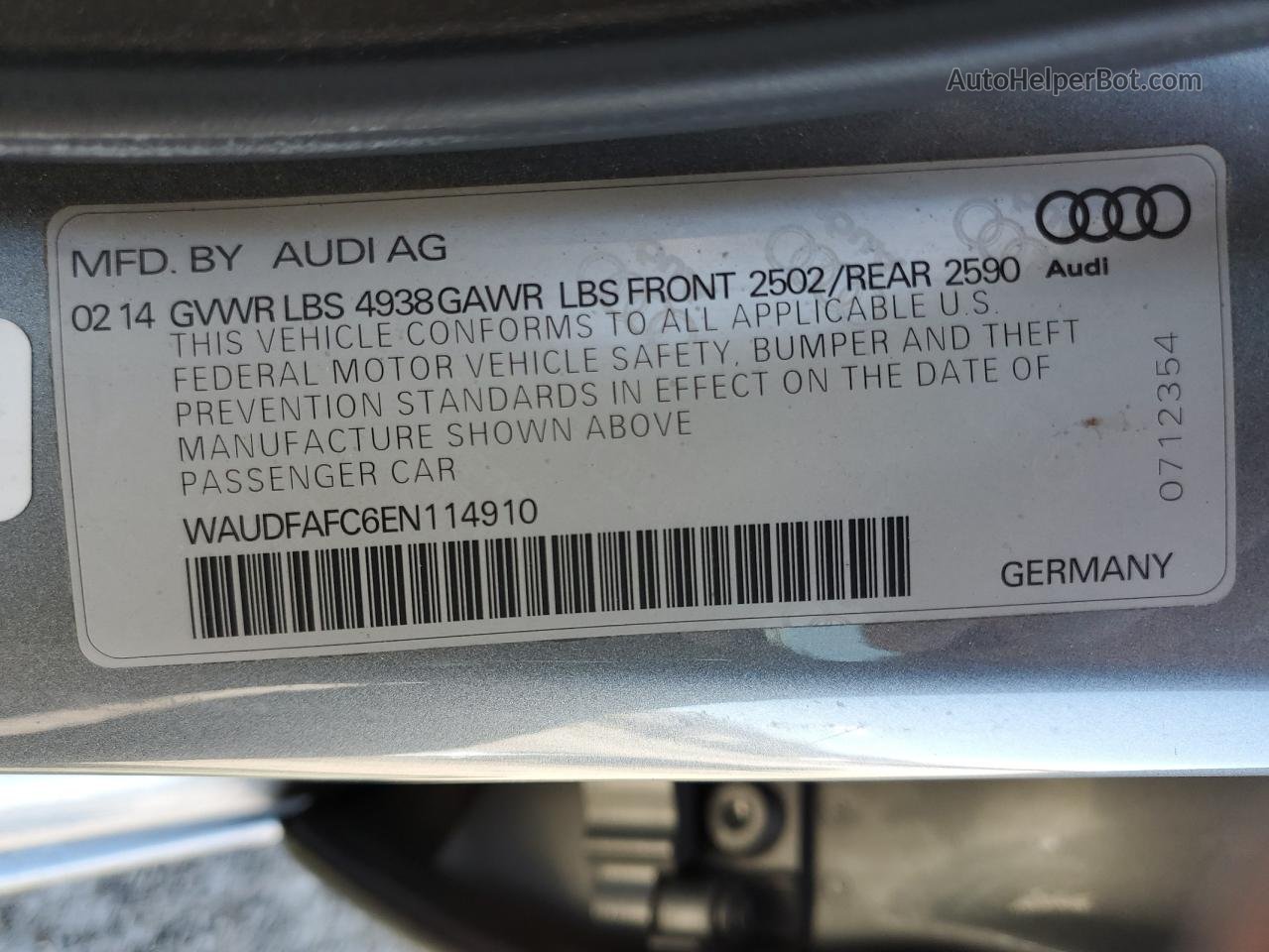 2014 Audi A6 Premium Plus Серый vin: WAUDFAFC6EN114910