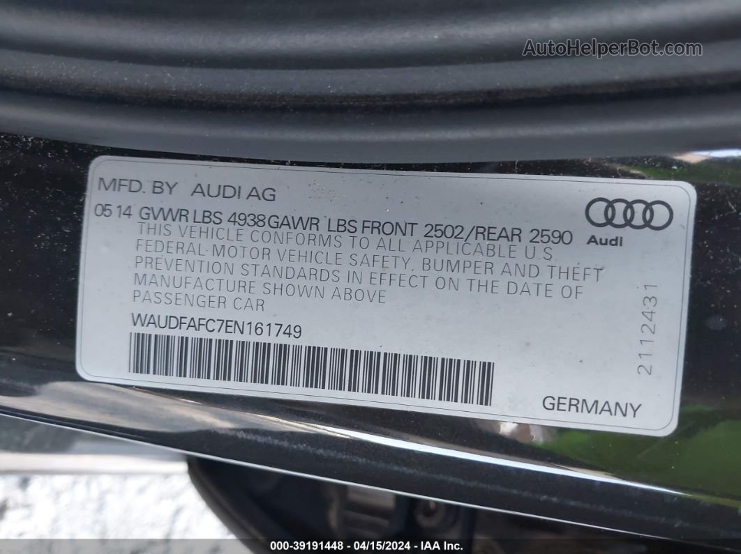 2014 Audi A6 2.0t Premium Black vin: WAUDFAFC7EN161749