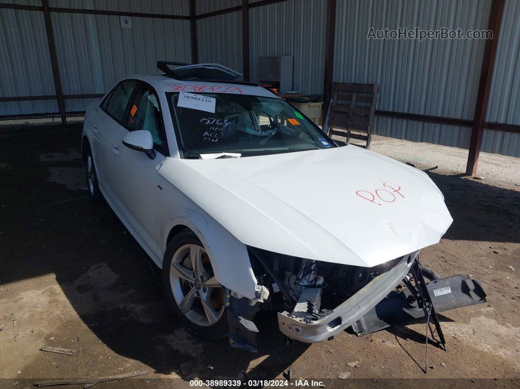 2018 Audi A4   White vin: WAUDNAF40JA068598