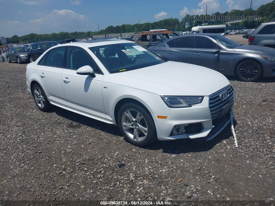 2018 Audi A4 2.0t Premium/2.0t Tech Premium White vin: WAUDNAF41JN002117