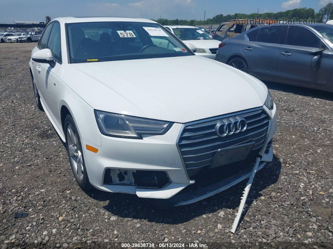 2018 Audi A4 2.0t Premium/2.0t Tech Premium White vin: WAUDNAF41JN002117