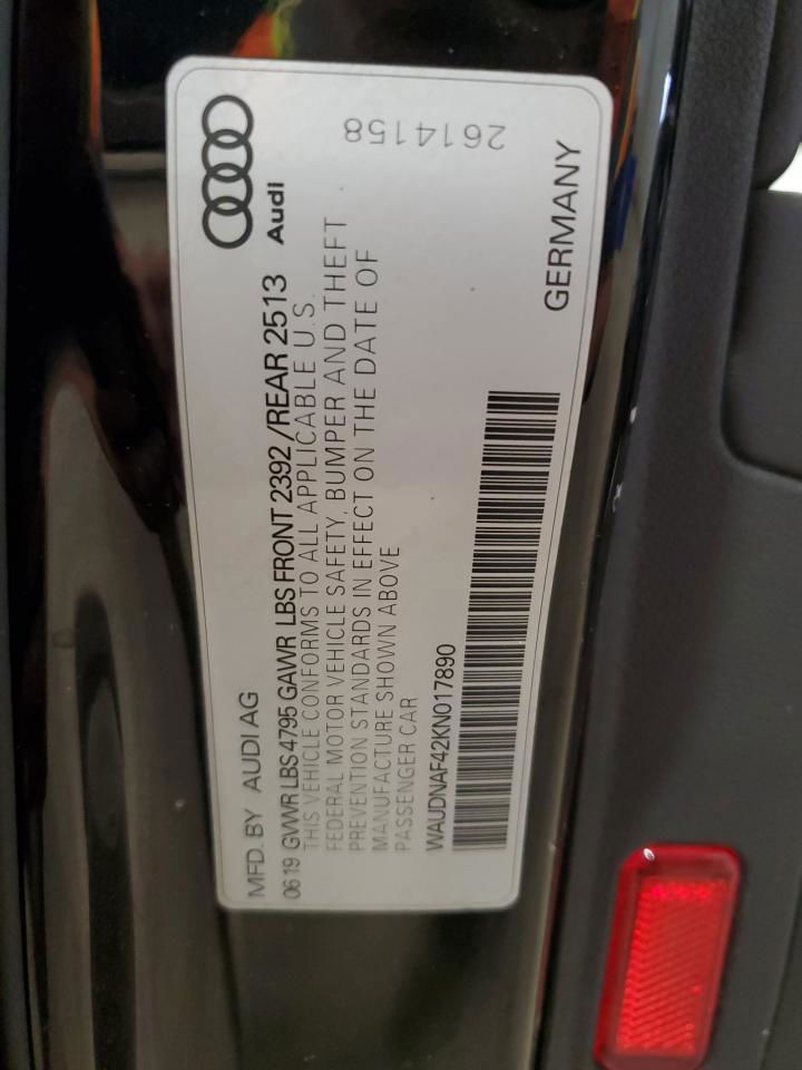 2019 Audi A4 Premium Black vin: WAUDNAF42KN017890