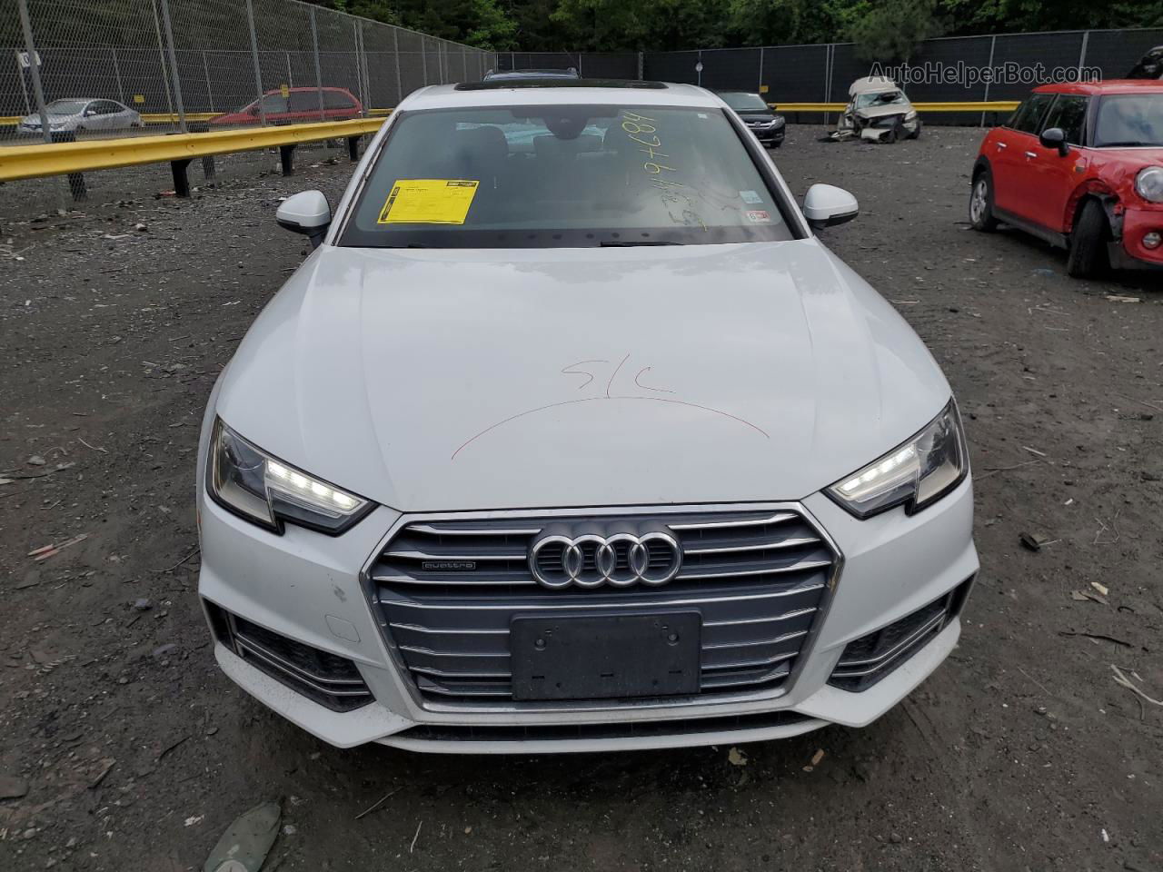 2018 Audi A4 Premium White vin: WAUDNAF46JA072199