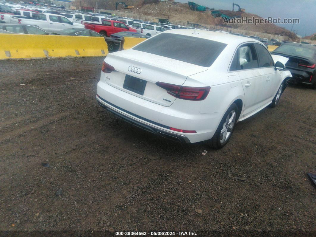 2019 Audi A4 45 Premium White vin: WAUDNAF46KN020095