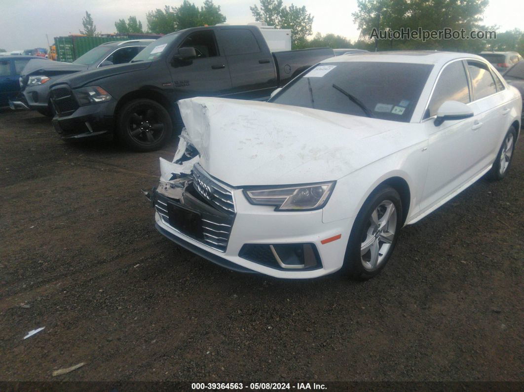 2019 Audi A4 45 Premium White vin: WAUDNAF46KN020095