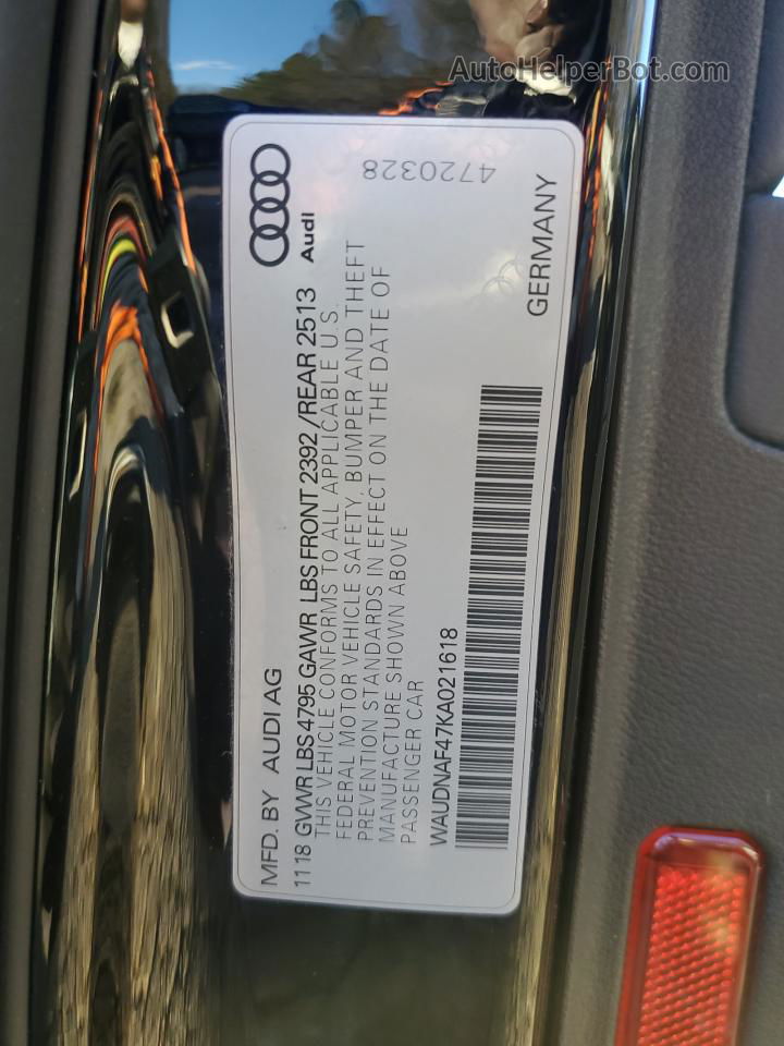 2019 Audi A4 Premium Black vin: WAUDNAF47KA021618