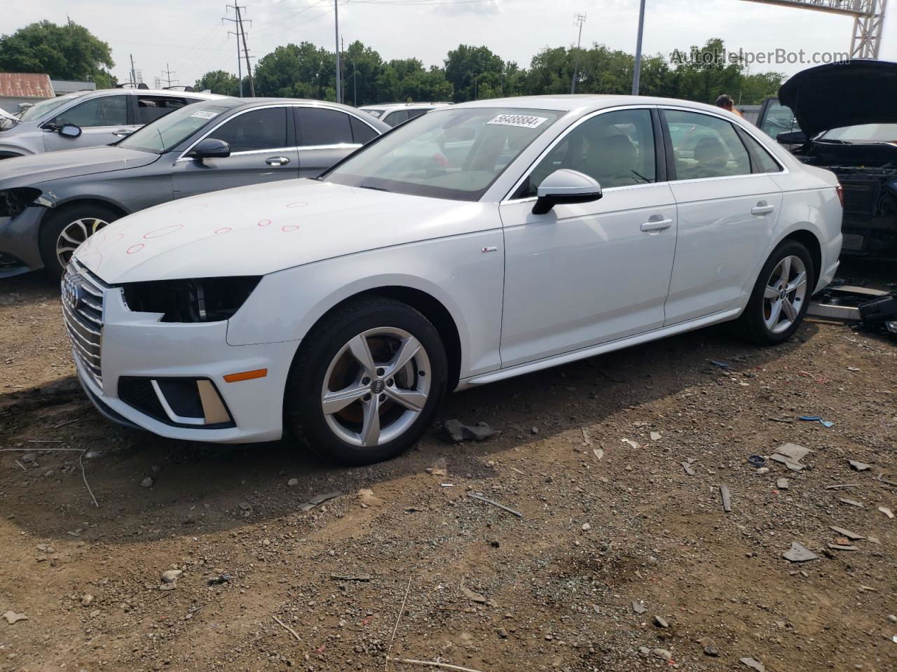 2019 Audi A4 Premium White vin: WAUDNAF48KA016542