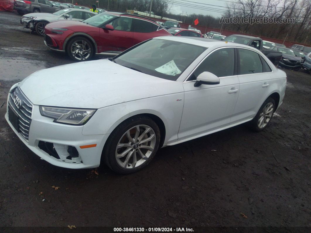 2019 Audi A4 45 Premium White vin: WAUDNAF48KA036385