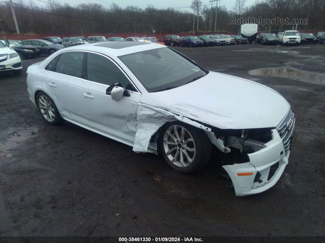 2019 Audi A4 45 Premium White vin: WAUDNAF48KA036385