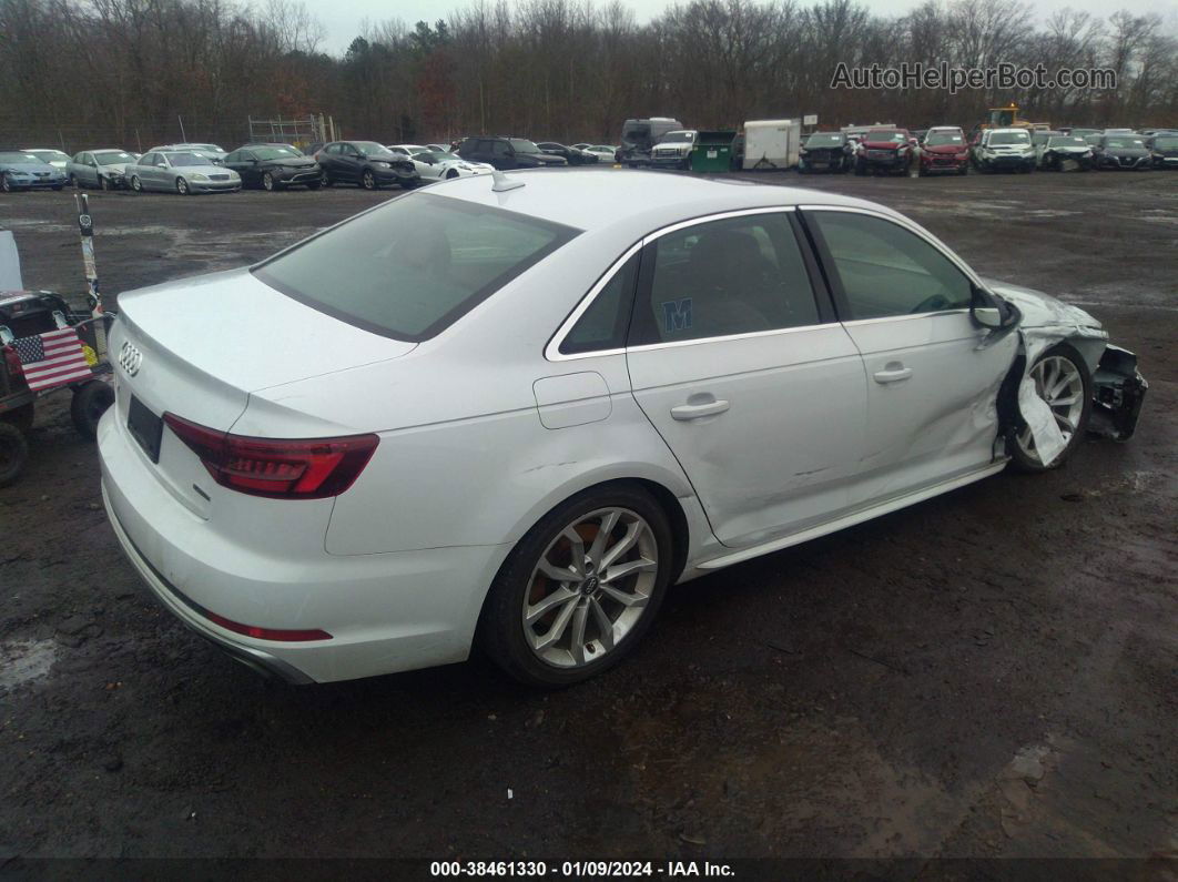 2019 Audi A4 45 Premium White vin: WAUDNAF48KA036385