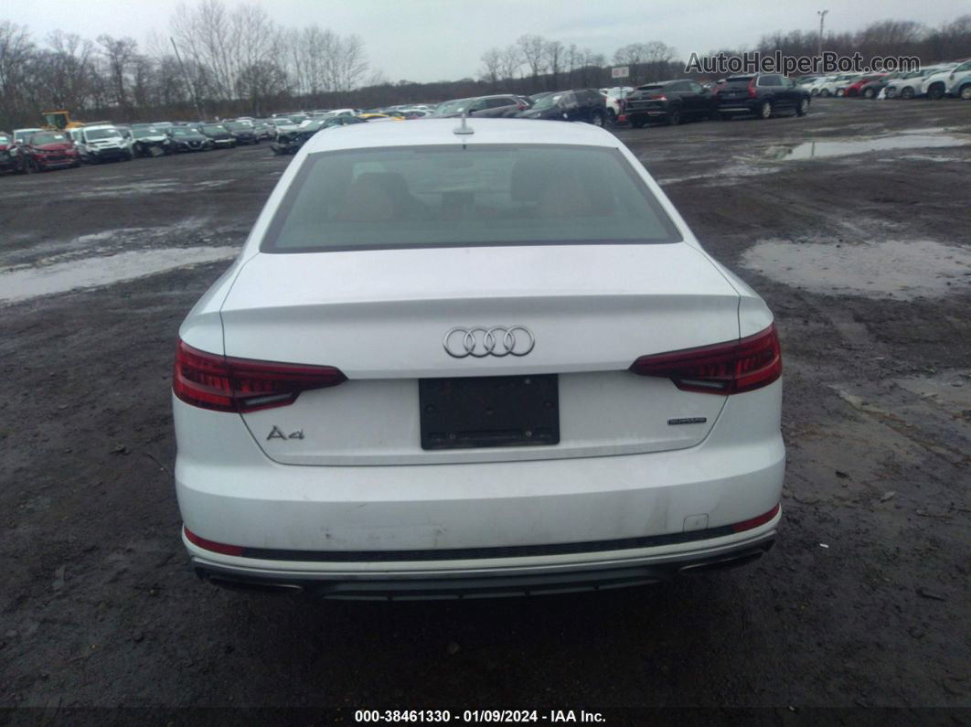 2019 Audi A4 45 Premium White vin: WAUDNAF48KA036385