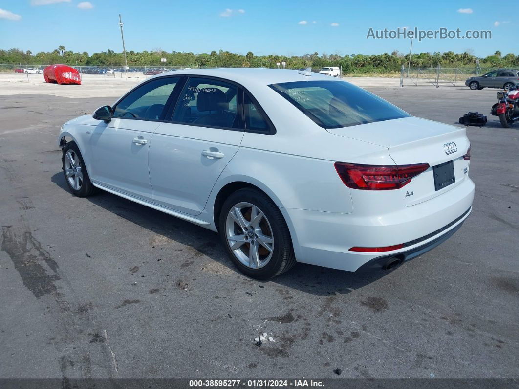 2018 Audi A4 2.0t Premium/2.0t Tech Premium White vin: WAUDNAF49JA125722