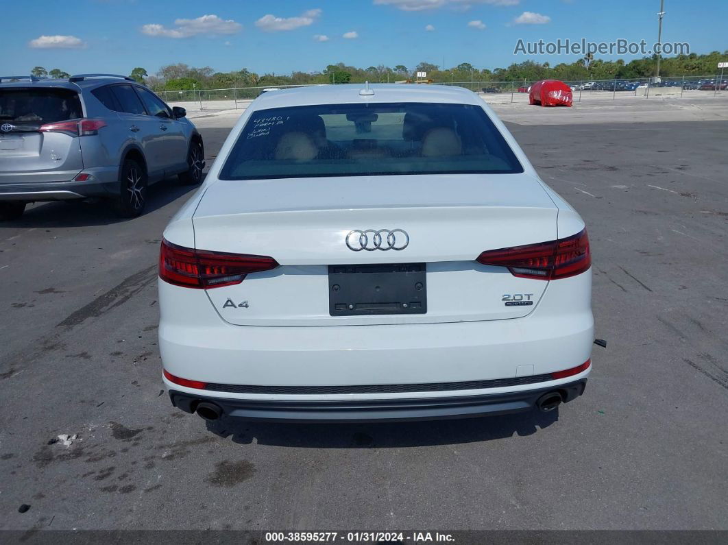 2018 Audi A4 2.0t Premium/2.0t Tech Premium White vin: WAUDNAF49JA125722