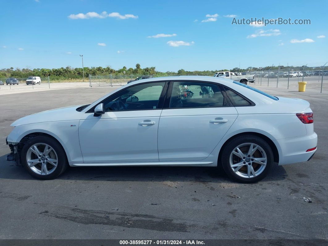 2018 Audi A4 2.0t Premium/2.0t Tech Premium White vin: WAUDNAF49JA125722