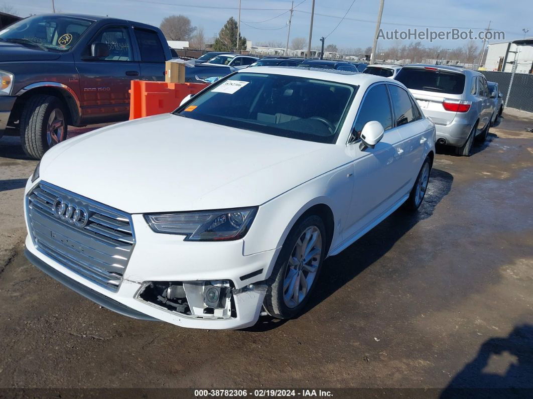 2019 Audi A4 45 Premium White vin: WAUDNAF4XKN021072