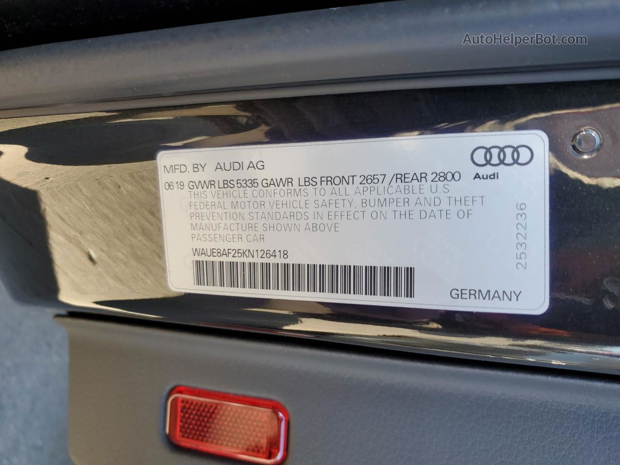 2019 Audi A6 Premium Plus Black vin: WAUE8AF25KN126418