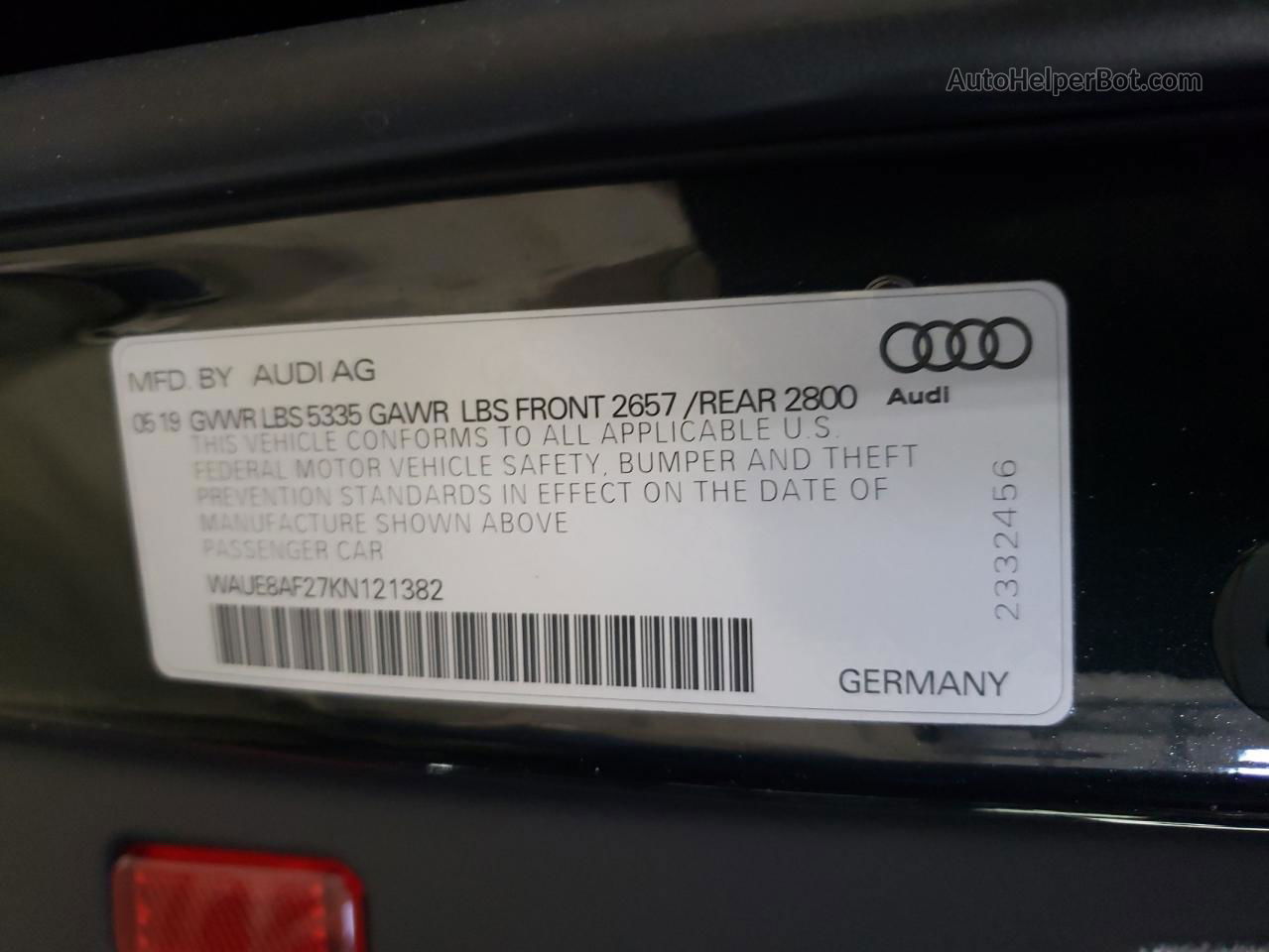 2019 Audi A6 Premium Plus Черный vin: WAUE8AF27KN121382