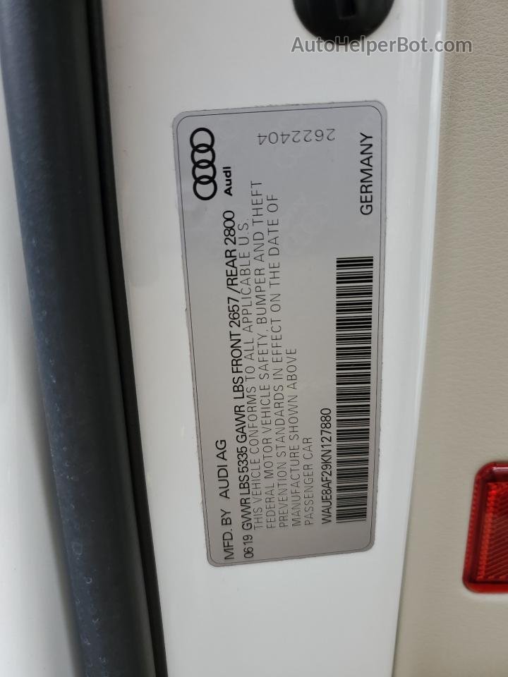 2019 Audi A6 Premium Plus White vin: WAUE8AF29KN127880