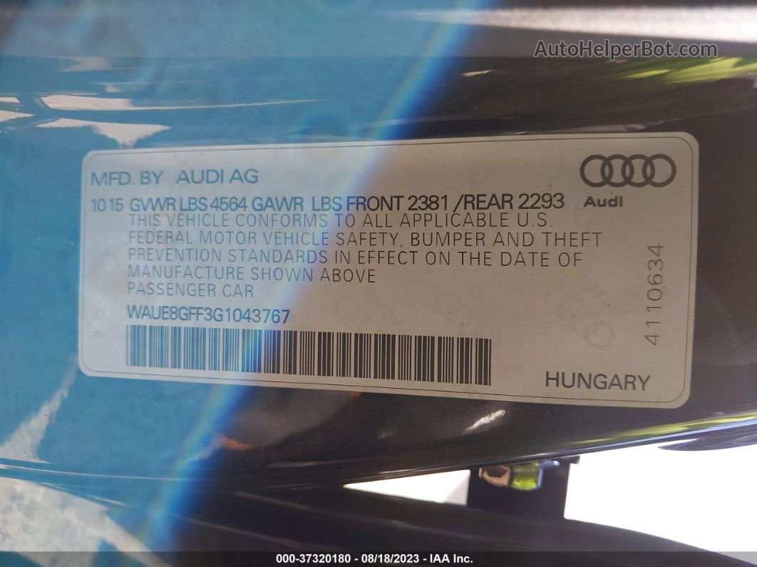 2016 Audi A3 2.0t Premium Plus Black vin: WAUE8GFF3G1043767