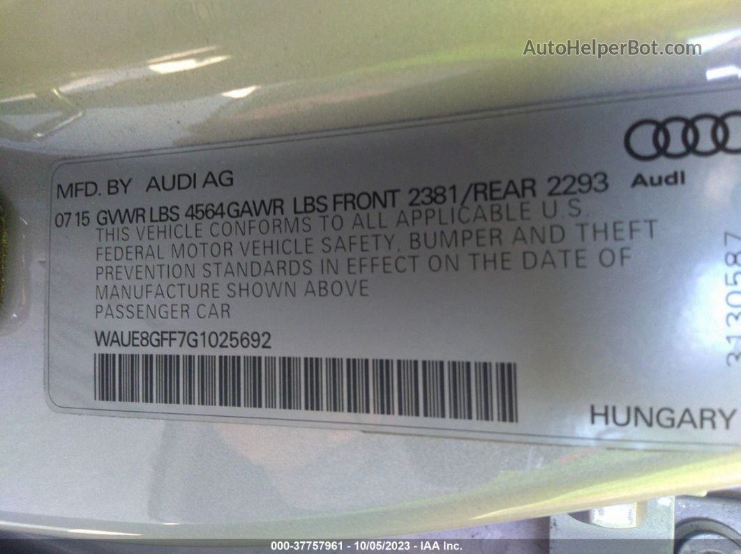 2016 Audi A3 2.0t Premium Gray vin: WAUE8GFF7G1025692
