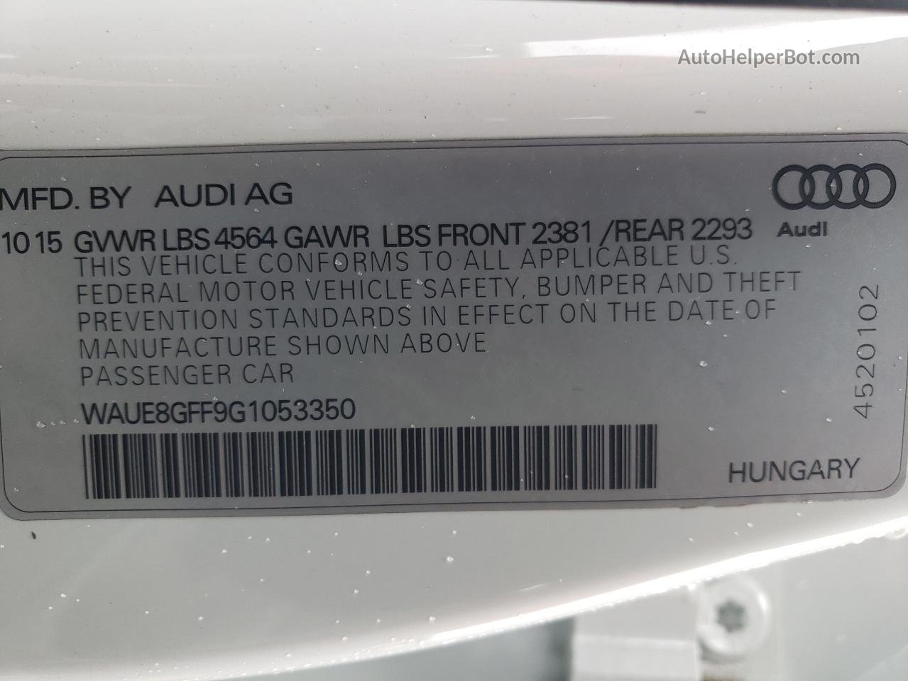 2016 Audi A3 Premium Plus White vin: WAUE8GFF9G1053350