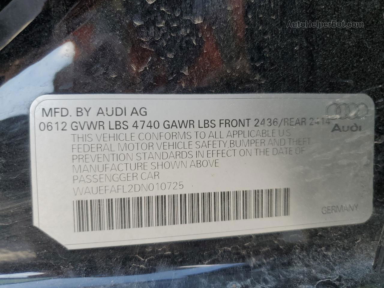 2013 Audi A4 Premium Plus Black vin: WAUEFAFL2DN010725